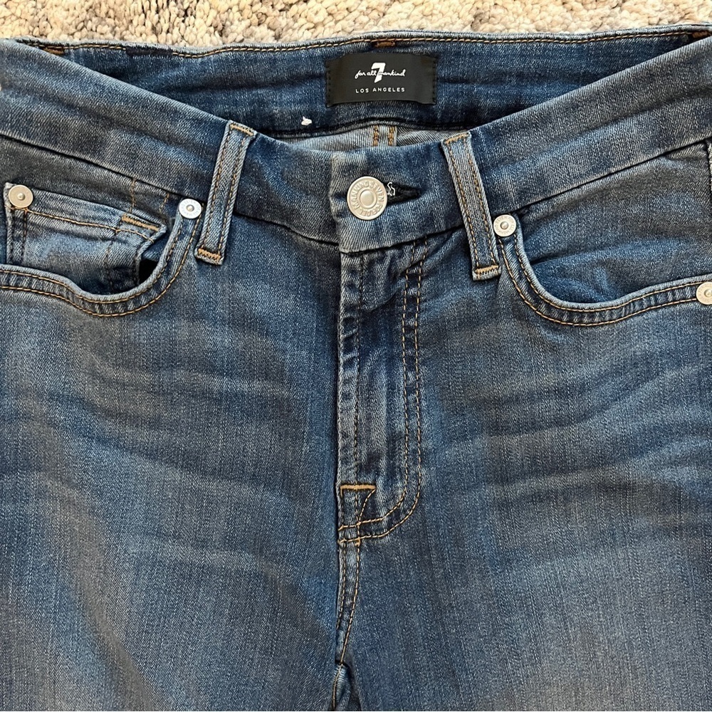 7 For All Mankind Kimmie Straight Leg Mid Rise Jeans, Medium Blue Wash - Size 25 - Picture 3 of 16